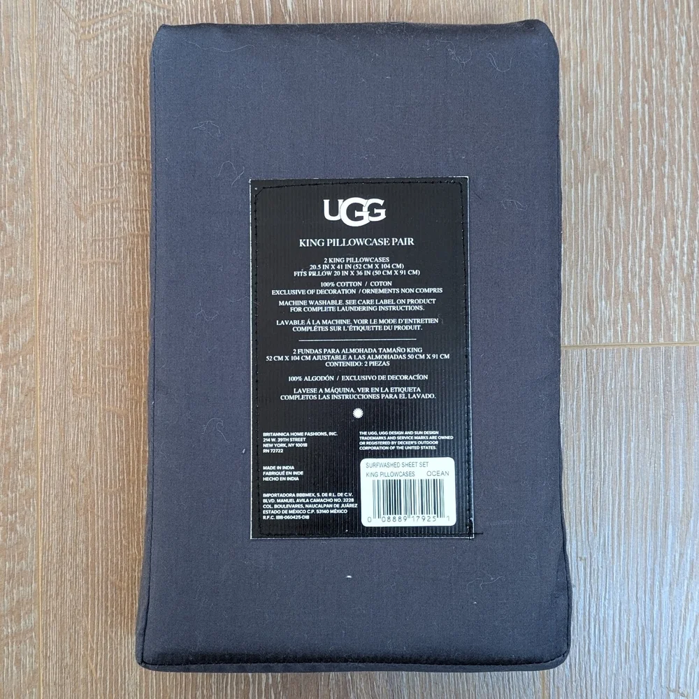 UGG Surfwashed Cotton King Pillowcase Pair in Ocean